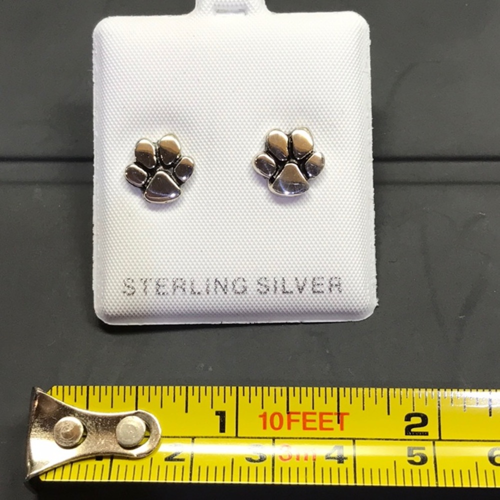 Paw Stud Pierced Earrings Sterling Silver
